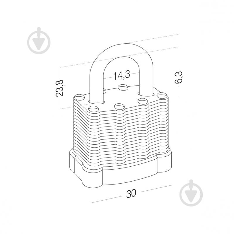 Замок навесной MVM HR-LS-30E открытый (амбарный) - фото 6