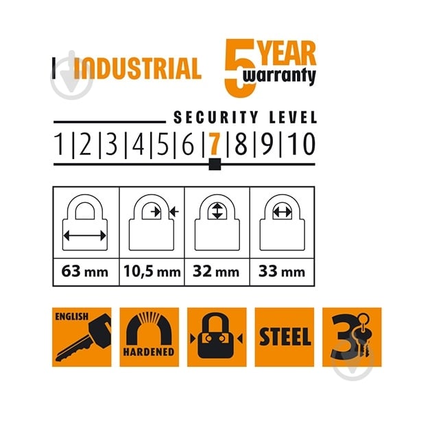 Замок навесной MVM HR-LS-65E открытый (амбарный) - фото 5