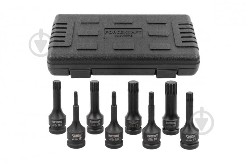 Набор насадок SPLINE ударных 1/2''(M5, M6, M8, M10, M12, M14, M16, M18), в кейсе Forcekraft 8 шт. FK-40811MPB - фото 1 Набор насадок SPLINE ударных 1/2''(M5, M6, M8, M10, M12, M14, M16, M18), в кейсе Forcekraft 8 шт. FK-40811MPB - фото 1