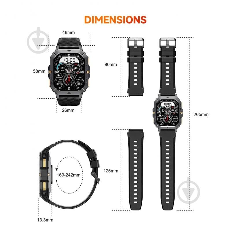 Смарт-годинник Oukitel BT101 Black (6931940739825) - фото 8