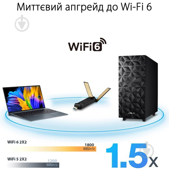 Wi-Fi-адаптер Asus USB-AX56 AX1800 black - фото 2