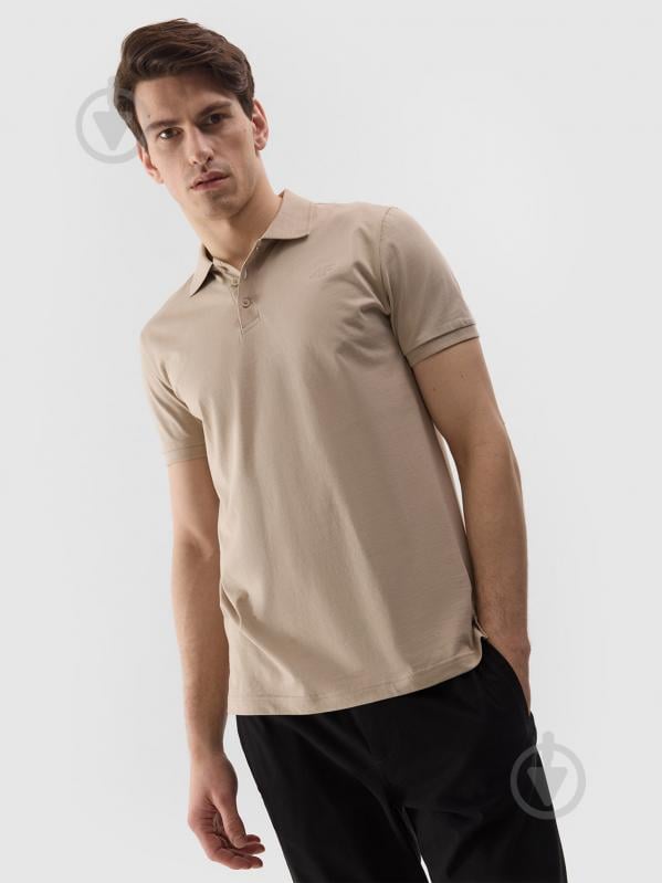 Поло 4F POLO SHIRT M129 4FWSS24TPTSM129-83S р.2XL бежевый - фото 1