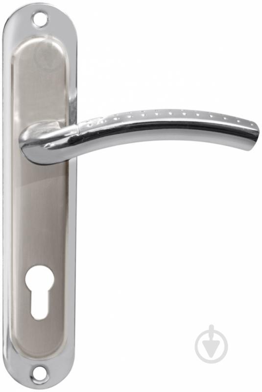 Ручка на планці Bruno Trendy PZ 85 мм матовий нікель/хром - фото 1 Ручка на планці Bruno Trendy PZ 85 мм матовий нікель/хром - фото 1