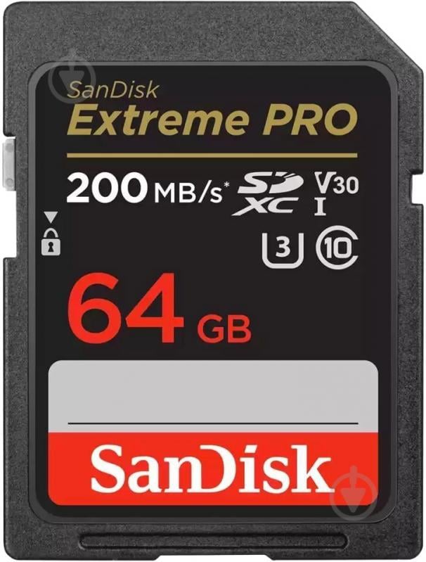 Карта памяти SanDisk SD 64 ГБ UHS-I Class 3 (U3) (SDSDXXU-064G-GN4IN) Extreme Pro V30 - фото 1