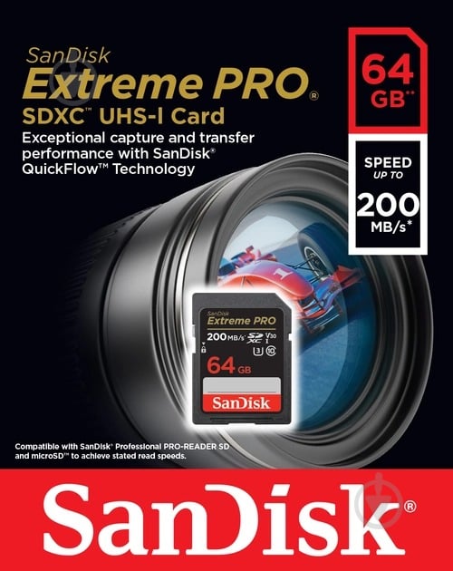 Карта памяти SanDisk SD 64 ГБ UHS-I Class 3 (U3) (SDSDXXU-064G-GN4IN) Extreme Pro V30 - фото 4