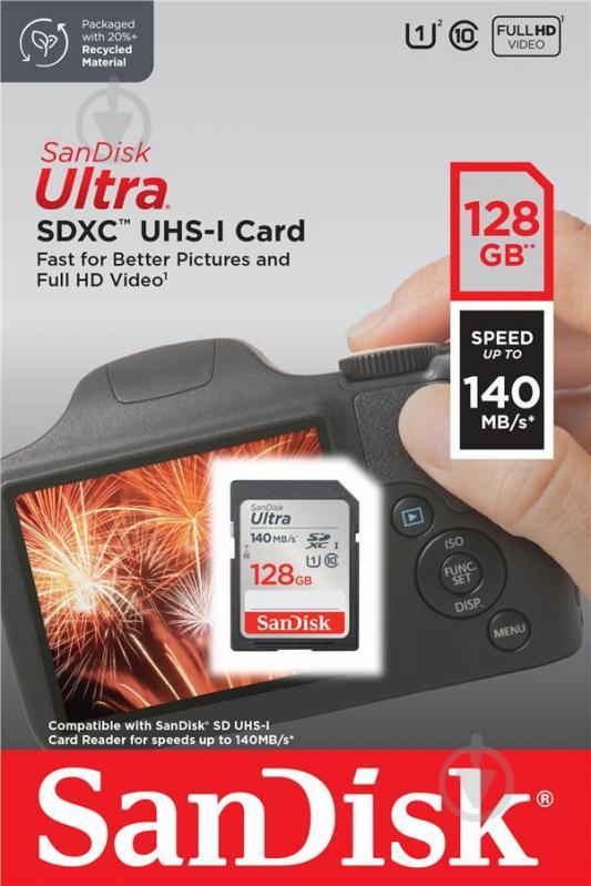 Карта памяти SanDisk SD 128 ГБ UHS-I (SDSDUNB-128G-GN6IN) Ultra - фото 2