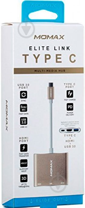 Кардридер MOMAX Elite Type C Multi-Media Hub Gold (DHC4L) - фото 7
