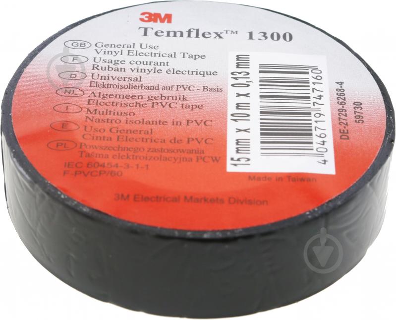 Изолента 3M черная 15 мм x 10 м ПВХ - фото 1