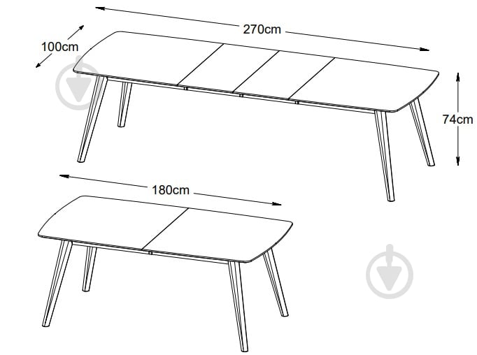 Стіл обідній Unique Furniture RHO 1800(2700)x1000x740 мм шпон дуба/дуб натуральний - фото 3