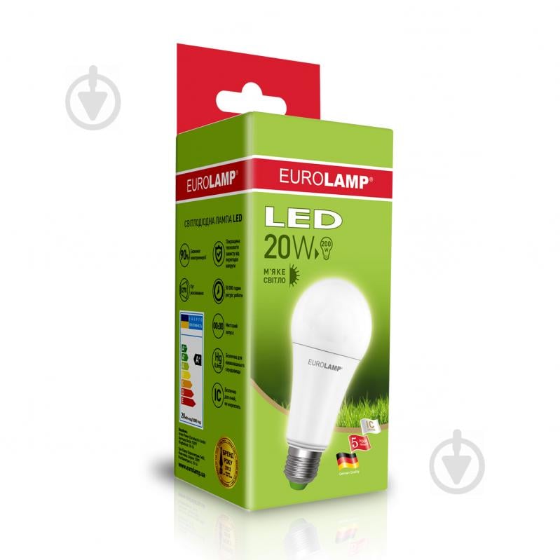 Лампа светодиодная Eurolamp 20 Вт A75 матовая E27 220 В 3000 К - фото 1