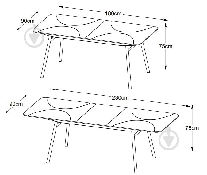 Стіл обідній Unique Furniture LATINA 1800(2300)x900x750 мм дуб еспресо/чорний - фото 5