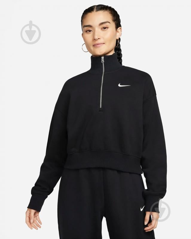 Джемпер Nike W NSW PHNX FLC QZ CROP DQ5767-010 р.XL чорний - фото 1