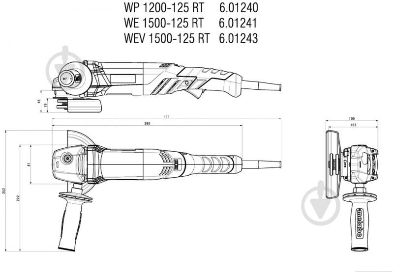 Болгарка (кутова шліфмашина) Metabo WEV 1500-125 RT 601243000 - фото 2