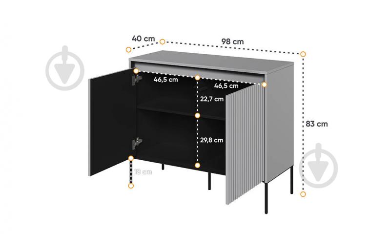 Буфет 2-дв Тренд сірий/чорний 830х980х400 мм - фото 3