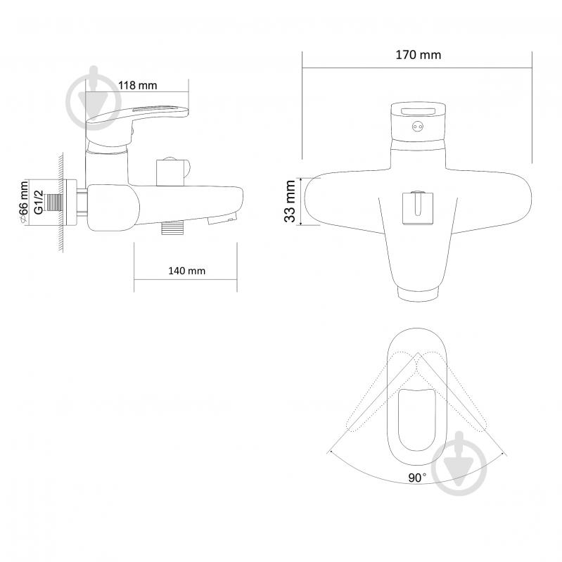 Змішувач для ванни RJ Atlant RBZ002-3 - фото 2