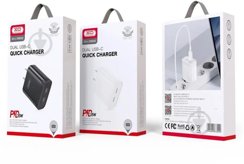 Мережевий зарядний пристрій Xo L105-CC 35W 2хUSB-C Black - фото 3