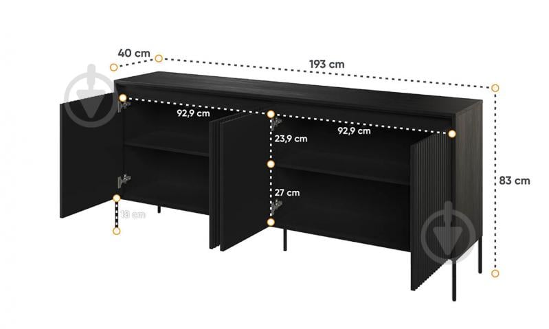 Буфет 4-дв широкий Тренд 1930х830х400 мм черный - фото 3