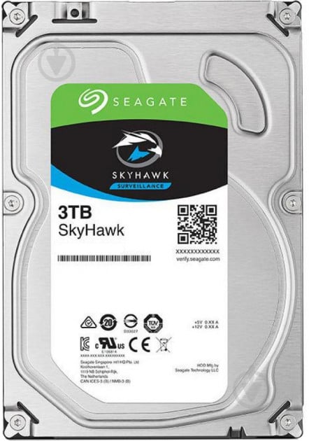 Жесткий диск Seagate SkyHawk 3 ТБ 3,5" SATA III (ST3000VX009) silver - фото 1