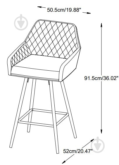 Стілець барний Unique Furniture MILTON 520x920x510 мм 2 шт. синій - фото 7