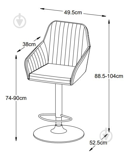 Стул барный Unique Furniture BROOKS 530x880/1040x500 мм 2 шт. черный - фото 7