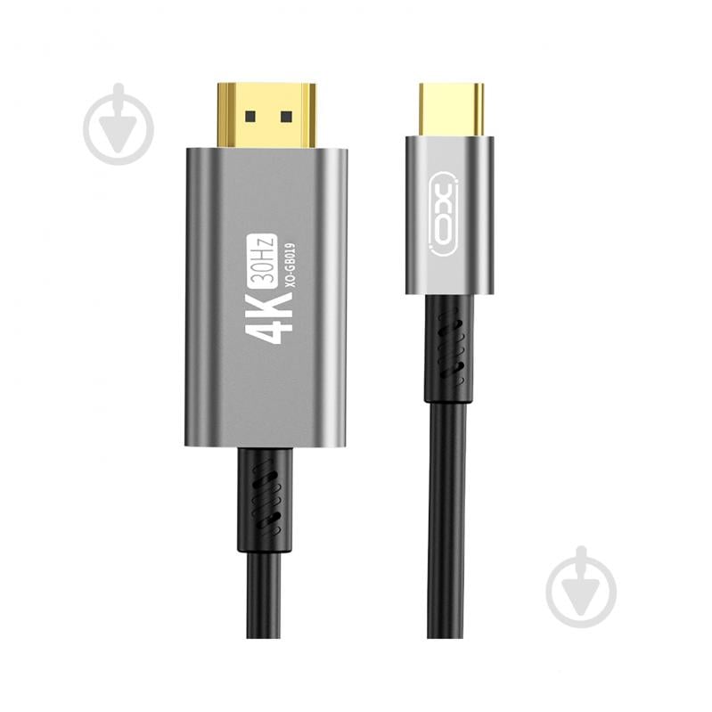 Кабель Xo GB019-CHDMI USB-C to HDMI 1,8 м black (GB019-CHDMI.tranish) - фото 1