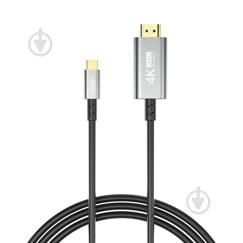 Кабель Xo GB019-CHDMI USB-C to HDMI 1,8 м black (GB019-CHDMI.tranish) - фото 2