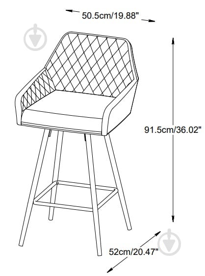 Стілець барний Unique Furniture MILTON 520x920x510 мм 2 шт. темно-коричневий - фото 7