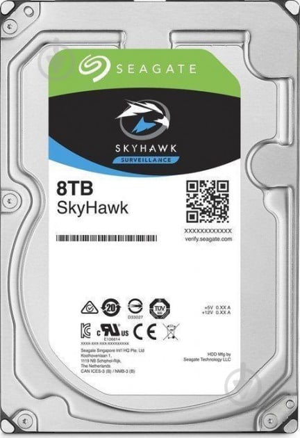 Жесткий диск Seagate SkyHawk 8 ТБ 3,5" SATA III (ST8000VX004) silver - фото 1