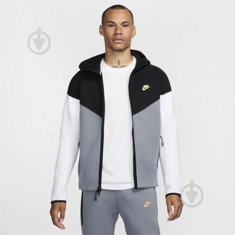 Джемпер Nike M NK TCH FLEECE FZ WR HOODIE FZ4709-011 р.M сірий - фото 1