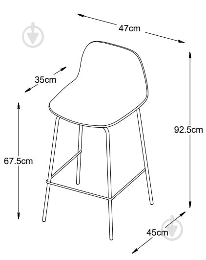 Стул барный Unique Furniture Whitby 480x930x410 мм 2 шт. Черный зеленый - фото 6