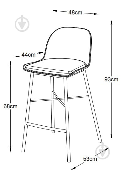 Стул барный Unique Furniture WHISTLER 530x930x480 мм 2 шт. серый - фото 5