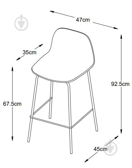 Стул барный Unique Furniture WHITBY 480x930x410 мм 2 шт. светло-зеленый - фото 6