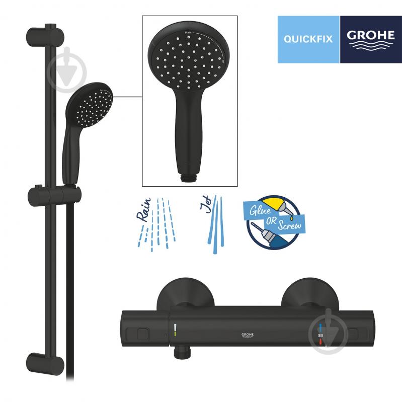 Смеситель для душа Grohe QuickFix Start Black UA303908T1 - фото 10
