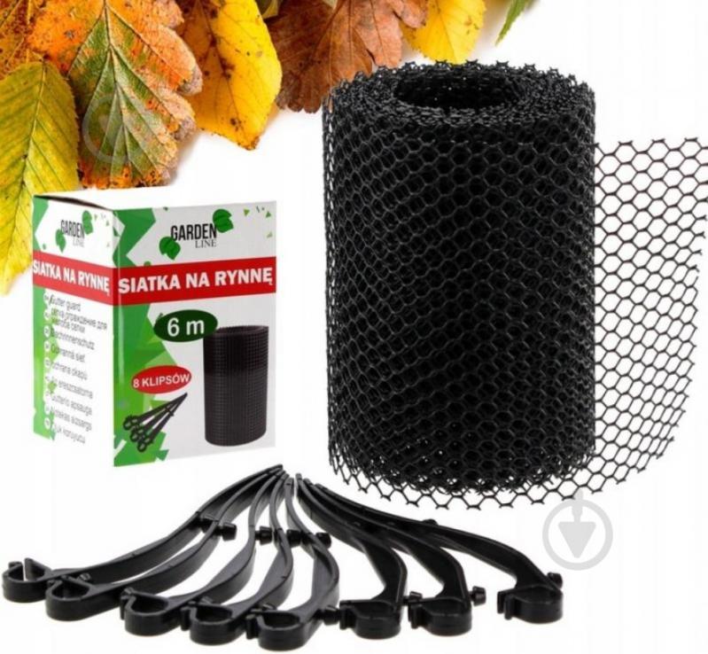 Сітка захисна для водостічної ринви Chomik 6 м + 8 кліпс чорний - фото 2