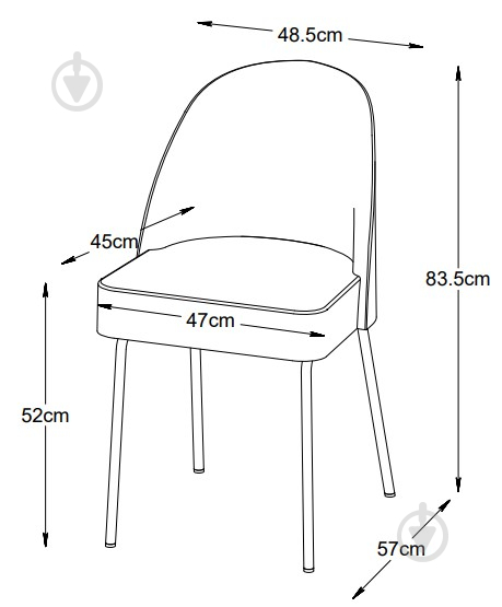 Стул обеденный Unique Furniture CRESTON 570x840x490 мм 2 шт. песочный / черный - фото 7