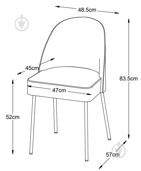 Стілець обідній Unique Furniture CRESTON 570x840x490 мм 2 шт. сірий / чорний - фото 7