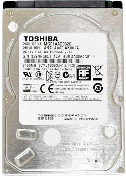 Жорсткий диск TOSHIBA 320 ГБ 2,5" SATA II (MQ01AAD032C) silver - фото 1