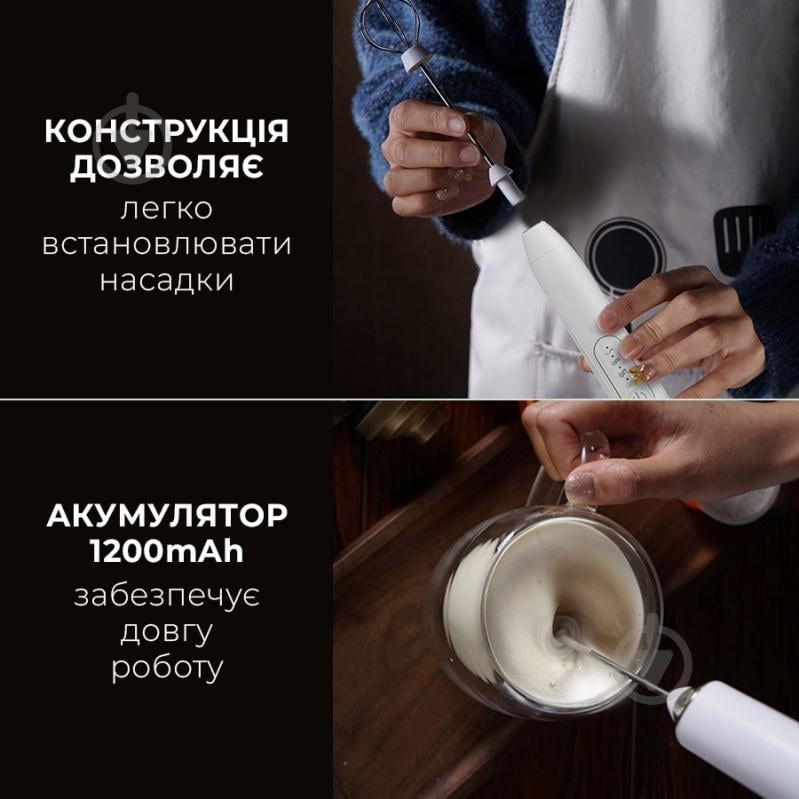 Вспениватель молока IKOS с аккумулятором белый (0013-DAH) - фото 5