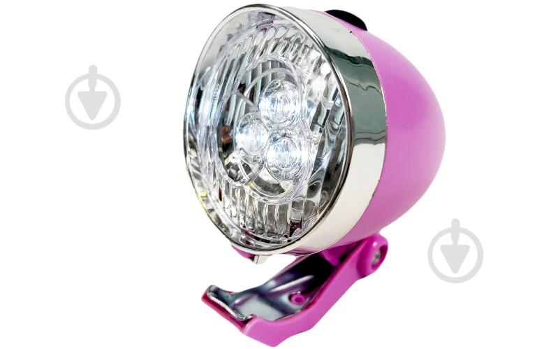 Фара передняя GOODBIKE 3 LED Retro Style розовый - фото 1