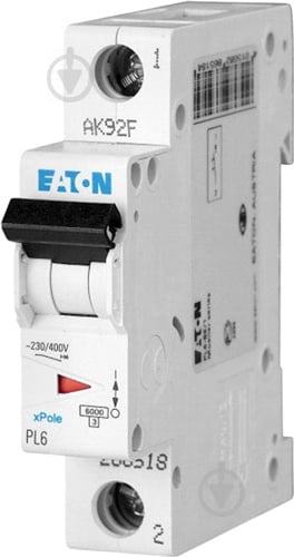 Автоматический выключатель  Eaton PL6-C6/1 1Р 6А тип С 6 кА 286530 - фото 1