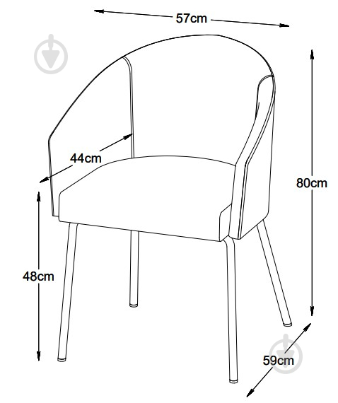 Стілець обідній Unique Furniture EASTON 570x840x490 мм 2 шт. темно-сірий / чорний - фото 10