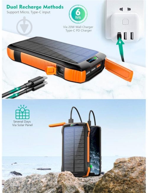 Повербанк Choetech 20000 mAh black/orange (B657-OR) - фото 6