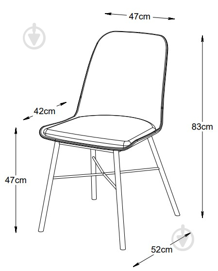 Стілець обідній Unique Furniture WHISTLER 540x830x470 мм 2 шт. білий / чорний - фото 6