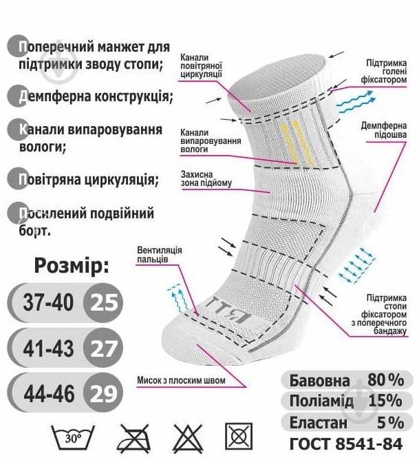 Шкарпетки трекінгові Львівська Шкарпеткова Кооператива 3001511527 р.27 чорний - фото 2