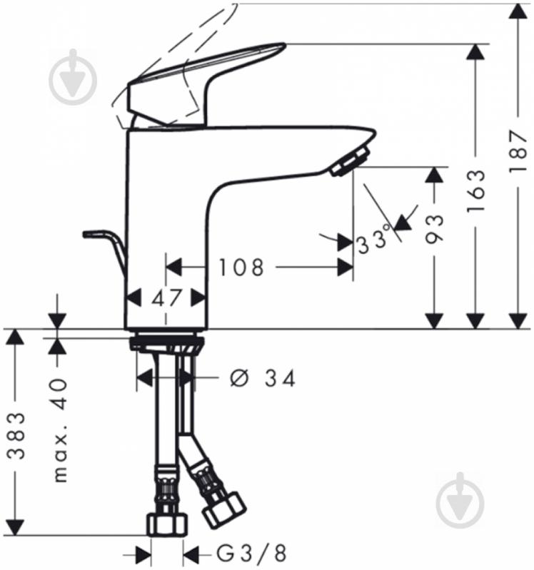 Змішувач для умивальника Hansgrohe Logis 100 71100000 - фото 3