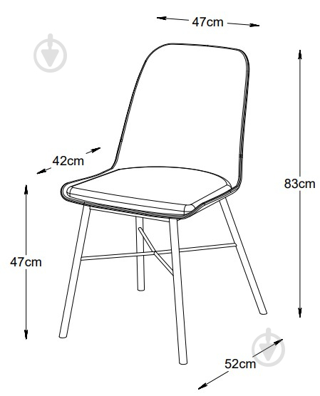 Стул обеденный Unique Furniture WHISTLER 540x830x470 мм 2 шт. темно-серый / черный - фото 6