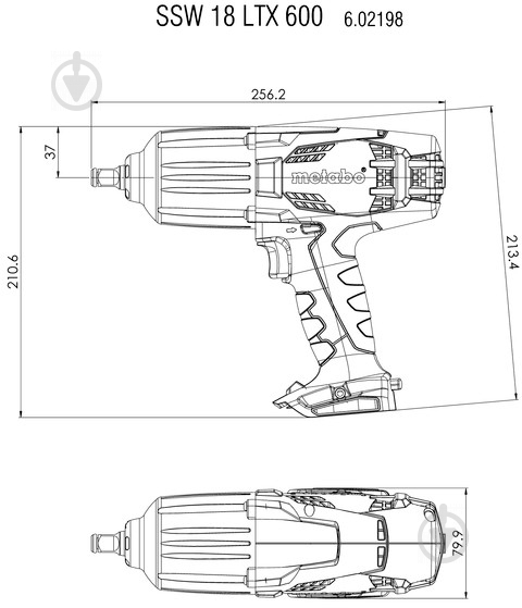 Гайковерт ударный аккумуляторный Metabo SSW 18 LTX 600 602198890 - фото 3