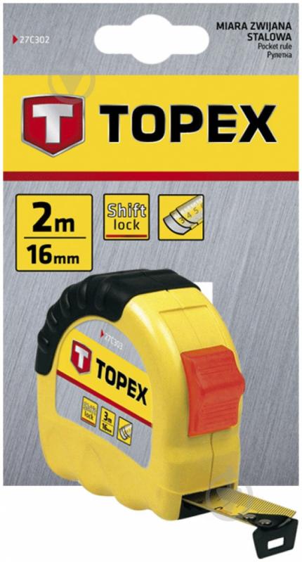 Рулетка Topex Shiftlock 27C302 2 м x 16 мм - фото 2