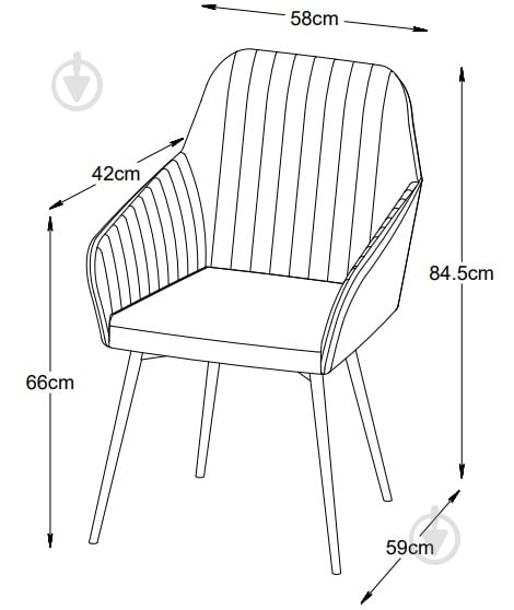 Стілець обідній Unique Furniture MELFORT 590x840x580 мм 2 шт. темно-сірий / чорний - фото 11