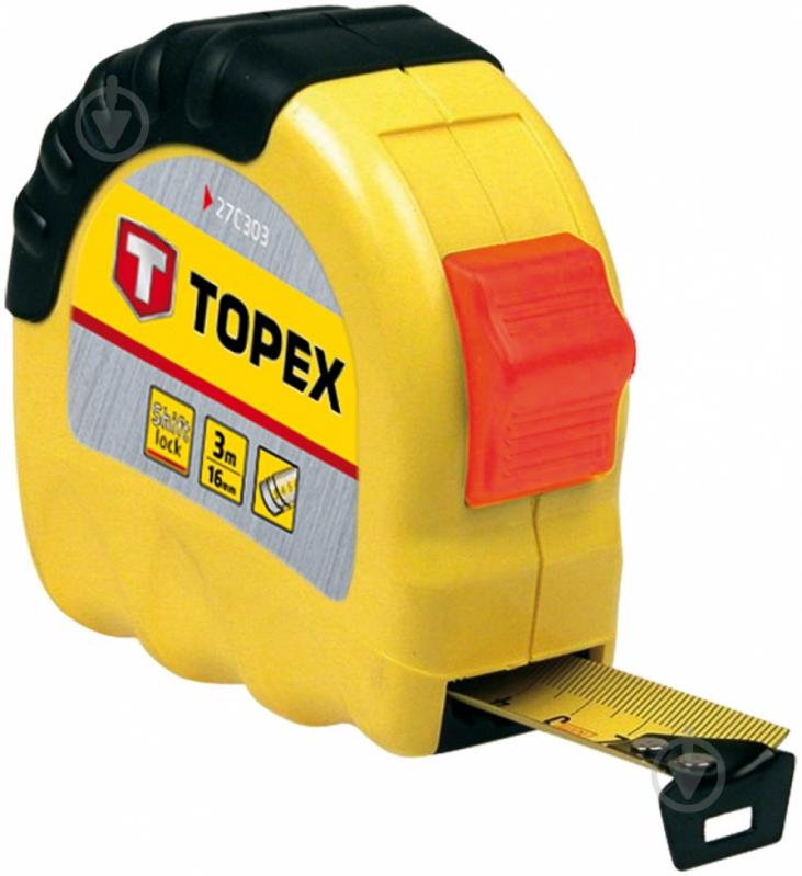 Рулетка Topex Shiftlock 27C303 3 м x 16 мм - фото 1